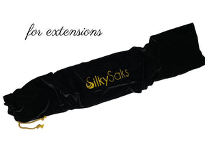 An XLarge  Bundle Sak. A luxurious silk-lined bag to store your  hair extensions, ponytails, and clip-ins